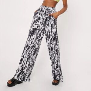 Nasty Gal Black Tie Dye Flare Plisse Leggings Women’s Plus Size 24